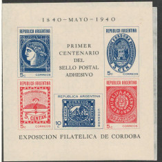Argentina 1940 Mi 451/55 bl 4 MNH - 100 de ani de timbre