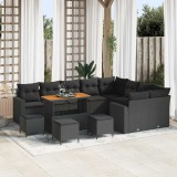 VidaXL Set de canapele pentru grădină 13 pcs Negru 110 x 55 x 71 cm