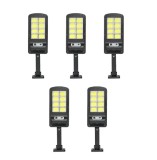 Set 5 Lampi solare LED, 40W, cu panou solar, 160 LED COB, senzor de miscare, 3 moduri de iluminare, telecomanda, BZRSH
