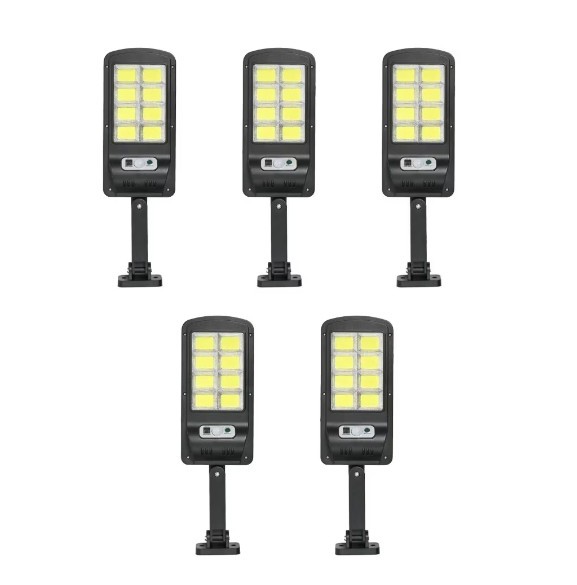 Set 5 Lampi solare LED, 40W, cu panou solar, 160 LED COB, senzor de miscare, 3 moduri de iluminare, telecomanda, BZRSH