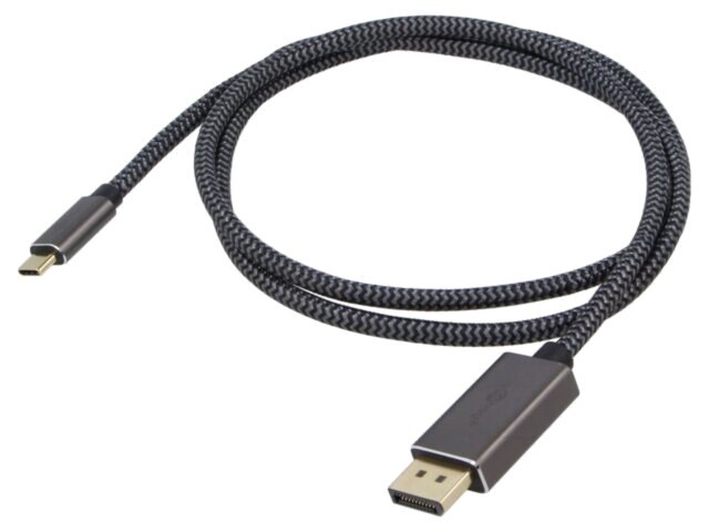 Cablu DisplayPort - USB C textil 1m negru-argintiu Goobay