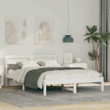 Cadru de pat Alb 140 x 190 cm Lemn de brad solid