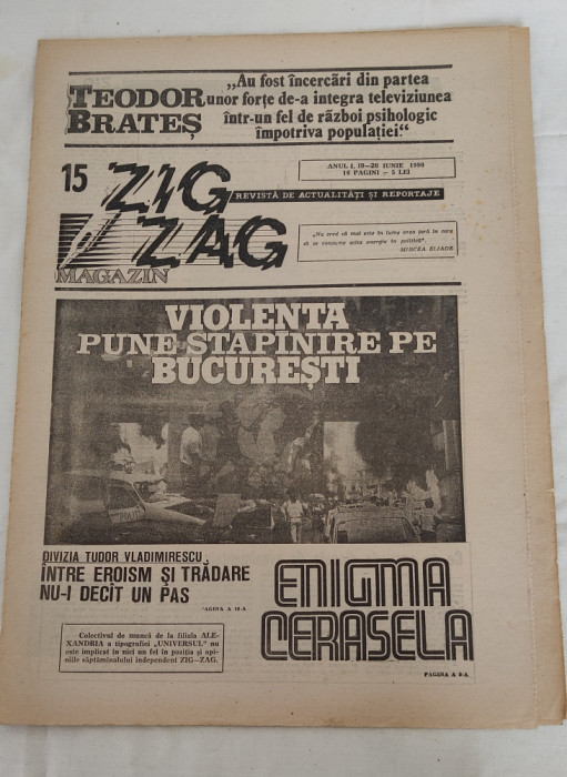 ZIG ZAG Magazin (19-26 iunie 1990) Anul 1, nr. 15