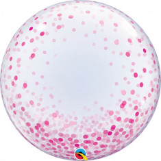 Balon Deco Bubble - Confetti Roz - 24&amp;quot;/61 cm, Qualatex 57790 foto