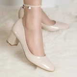 Pantofi cu toc melanie bej piele ecologica lacuita, 36