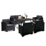 Set mobilier de gradina Leziter Nero III, 6 locuri, grafit