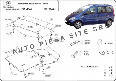 Scut metalic motor Mercedes Vaneo fabricat in perioada 2001 - 2006 APS-14,084 foto