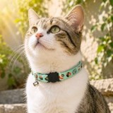 Zgardă pentru pisici, verde menta, cu model sushi și clopoțel, reglabilă 23-28 cm, CMCLASS