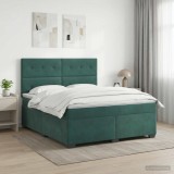 Cumpara ieftin Pat boxspring cu saltea Verde inchis 160 x 200 cm Catifea