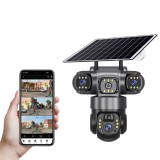 Camera de Supraveghere Solara 3 Obiective 5MP, Panou Solar 7.5W, 4G SIM + WiFi, Rotire 355&deg;, Night Vision Color, Detectie 12M, V380 PRO