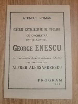 Programul concertului dat de George Enescu la 17 februarie 1944 foto