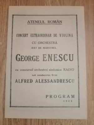 Programul concertului dat de George Enescu la 17 februarie 1944 foto