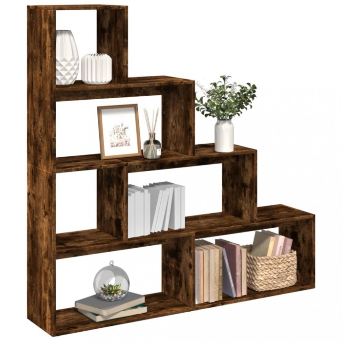 vidaXL Bibliotecă/separator stejar fumuriu 143,5x29x143,5 cm lemn 857998