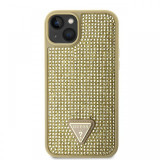 Guess Husa Rhinestones Triangle Metal Logo iPhone 14 Auriu
