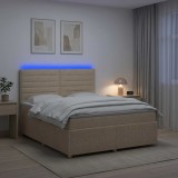 Cumpara ieftin Pat cu arcuri LED si saltea Crem 180 x 200 cm Tesatura