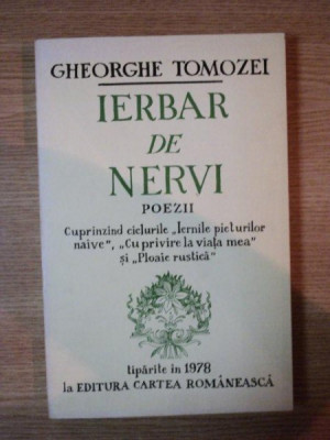 IERBAR DE NERVI , POEZII de GHEORGHE TOMOZEI , 1978 foto