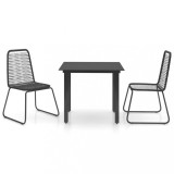 Cumpara ieftin Set mobilier de masa pentru gradina, 3 piese, negru, ratan PVC