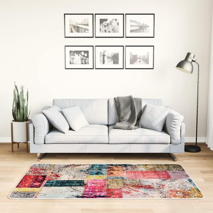 vidaXL Covor lavabil, mozaic multicolor, 80x150 cm, antiderapant