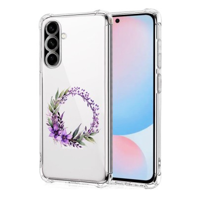 Husa antisoc pentru samsung galaxy a56, airbag, pink wreath 10, clear foto