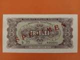 Bancnota 3 lei 1952 specimen - UNC++++