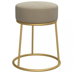 Taburet rotund, gri inchis, catifea foto