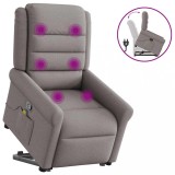 vidaXL Fotoliu rabatabil de masaj cu ridicare, gri taupe, textil