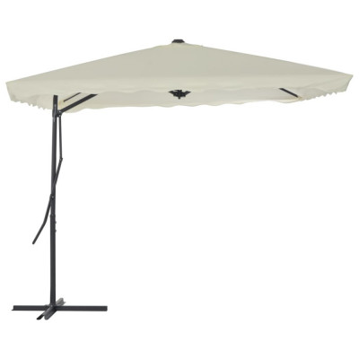 Umbrelă soare de exterior, st&amp;acirc;lp din oțel, nisipiu, 250x250 cm foto
