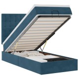 Cumpara ieftin Cadru de pat otoman cu saltele Albastru inchis 90x190cm catifea