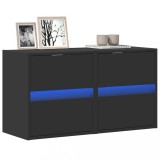 VidaXL Comode TV de perete cu lumini LED, 2 buc., negru, 41x31x45 cm