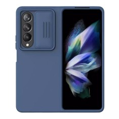 Husa silicon mat albastru, cu protectie camera foto, pentru Galaxy Z Fold 4 5G- Nillkin Camshield Silky