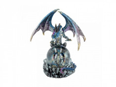 Statueta dragon cu glob Oracolul Azuriu 19 cm foto