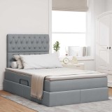 Cumpara ieftin Pat cu LED si saltea Gri deschis 120 x 200 cm Tesatura