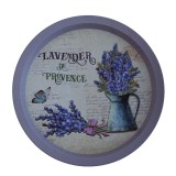 Farfurie metalica rotunda tip tava Pufo Lavender de Provence pentru servire desert, prajituri, aperitive, 33 cm