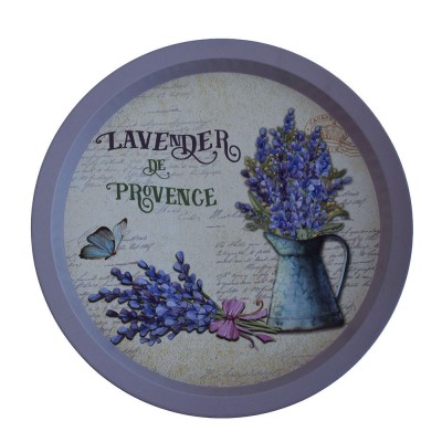 Farfurie metalica rotunda tip tava Pufo Lavender de Provence pentru servire desert, prajituri, aperitive, 33 cm foto