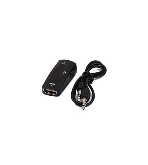 Convertor Adaptor HDMI Mama la VGA Mama + audio-Culoare Negru