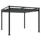 Foisor de gradina cu acoperis retractabil antracit 3x3 m otel