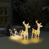 VidaXL Decorațiune de Crăciun reni și sanie 160 LED-uri 130 cm acril