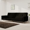 Gossi canapea extensibila cu 2 locuri, 2 perne, negru, catifea