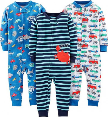 Set de 3 pijamale din bumbac pentru bebelusi Simple Joys by Carter s Baby Boys, Marimea 18M (18 luni) - SECOND foto