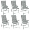 Perne Scaun Spatar Inalt vidaXL, 120x50x4cm, Gri Melanj, Set 6 Bucati, Poliester, Confortabile, Interior/Exterior