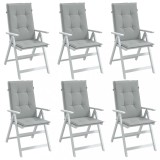 Perne Scaun Spatar Inalt vidaXL, 120x50x4cm, Gri Melanj, Set 6 Bucati, Poliester, Confortabile, Interior/Exterior