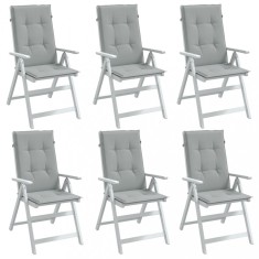 vidaXL Perne scaun cu spătar &icirc;nalt 6 buc. melanj gri 120x50x4cm textil