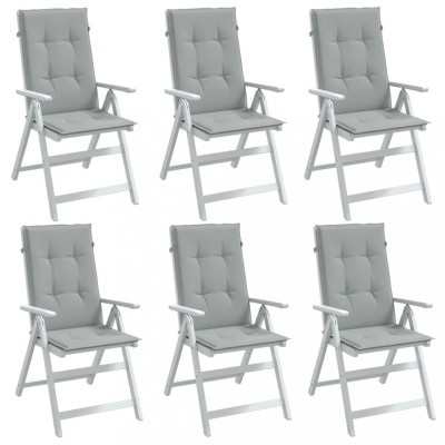 vidaXL Perne scaun cu spătar &amp;icirc;nalt 6 buc. melanj gri 120x50x4cm textil foto