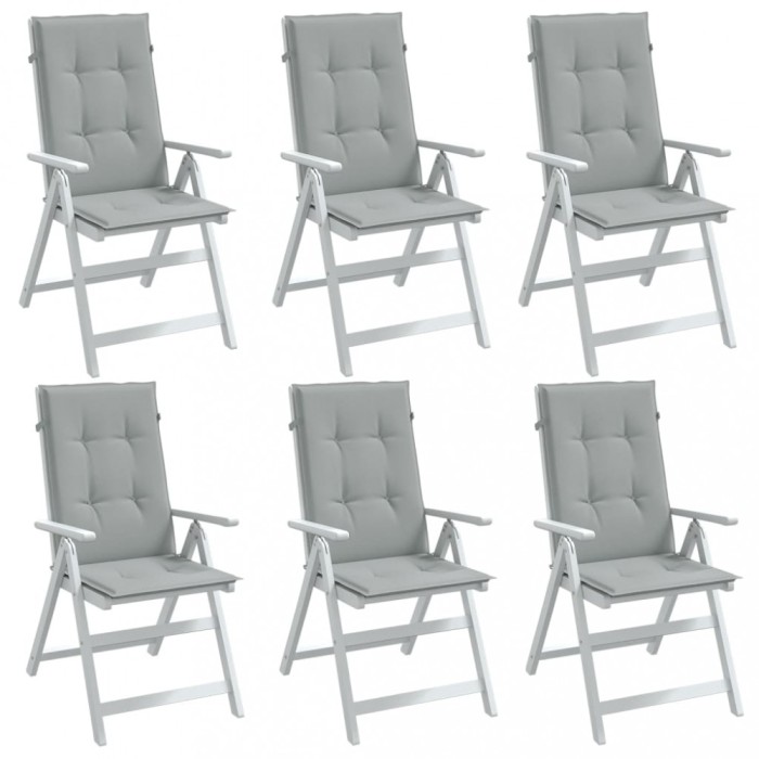 vidaXL Perne scaun cu spătar &icirc;nalt 6 buc. melanj gri 120x50x4cm textil