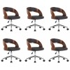 Scaune pivotante, 6 buc. negru, lemn curbat &amp; piele ecologica
