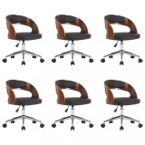 Cumpara ieftin Scaune pivotante, 6 buc. negru, lemn curbat &amp; piele ecologica