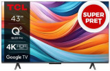 Televizor QLED TCL 109 cm (43inch) 43T7B, Ultra HD 4K, Smart TV, WiFi, CI