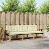 vidaXL Set de canapele de exterior cu pernă 3 pcs Alb și crem 3388376