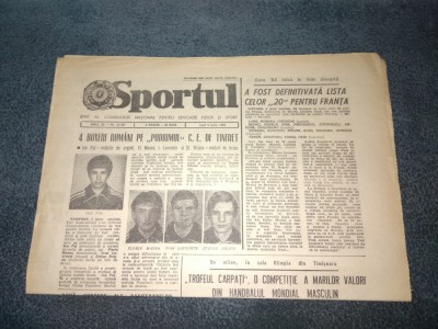 ZIARUL SPORTUL 4 IUNIE 1984 LOTUL PENTRU FRANTA foto