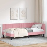 vidaXL Cadru de pat colțar cu headboard Roz 90 x 200 cm Catifea